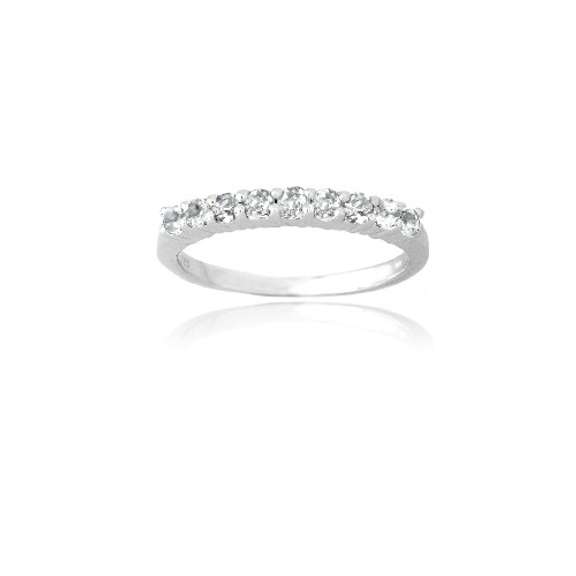 Sterling Silver White Topaz Semi-Eternity Band Ring