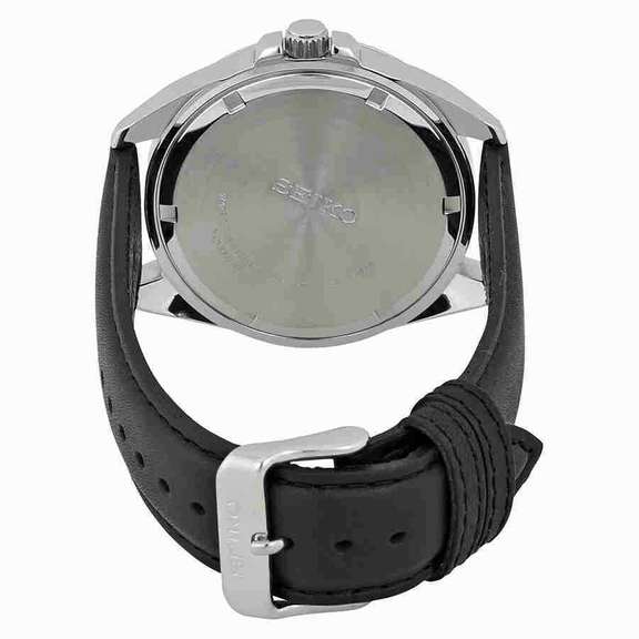 Seiko White Dial Black Leather