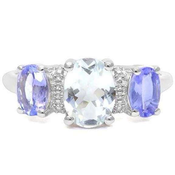 Aquamarine & Tanzanite Sterling Silver Ring