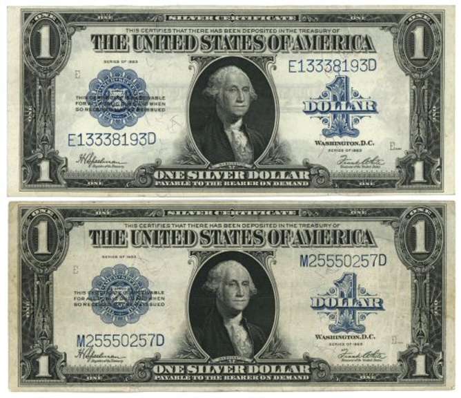 2 Nicer 1923 Series Large Size $1 Silver Certificates