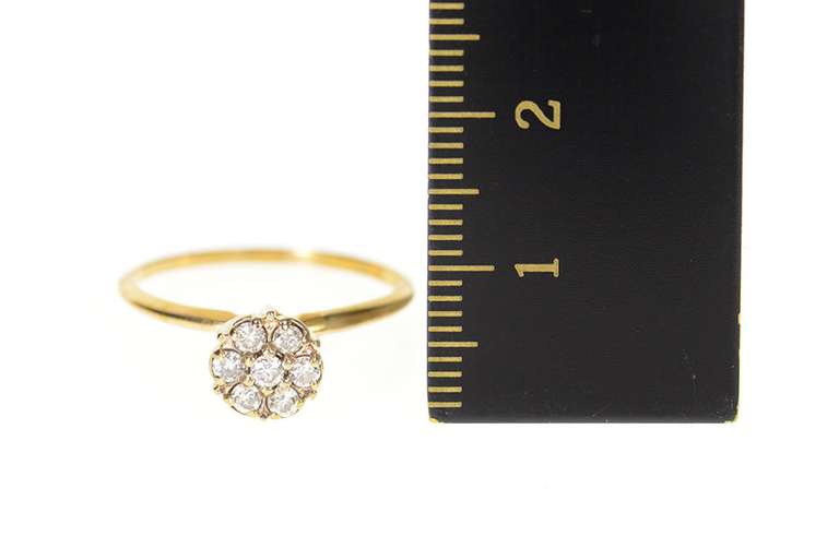 10K Yellow Gold Classic Diamond Round Cluster Promise Ring