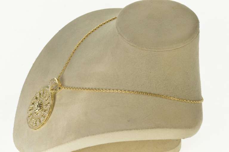 10K Yellow Gold Pave Cubic Zirconia Medusa Medallion Pendant