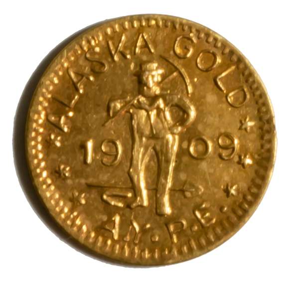 Choice 1909 Gem BU Alaska Yukon  Pacific ExpoGold 1/4 Token