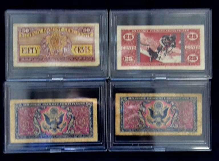 Lot of 4 Military Payment Certificates Series 611
