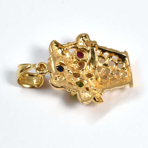 Flower Basket  Pendant with Colored Stones
