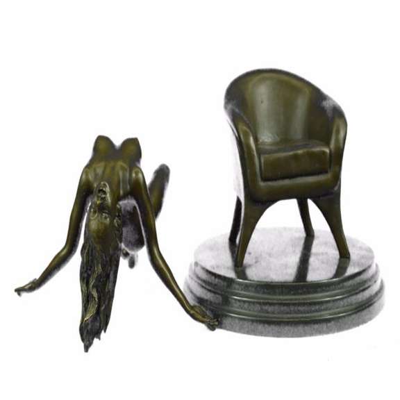Details about 2 Pcs Handcrafted Sexy Nude Woman on Sofa Chair Bronze Sculpture Statue Figurine