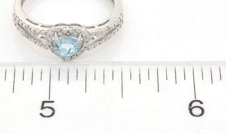 Sweet Aquamarine & Diamond Ring in Sterling Silver