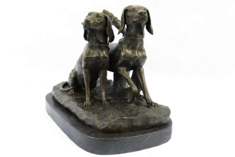 Two Dog Animal Edition Bronze Sculpture