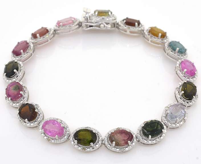 Gorgeous Tourmaline & Diamond Necklace in Sterling Silver