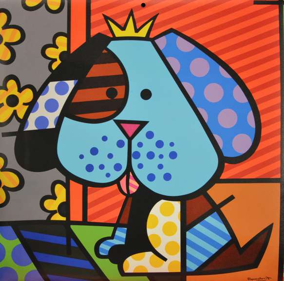 Romero Britto Dog King Framed