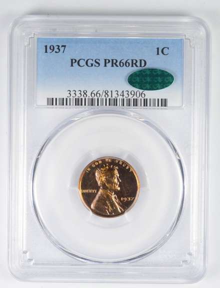 PR66RD 1937 Lincoln Wheat Cent - CAC - Graded PCGS