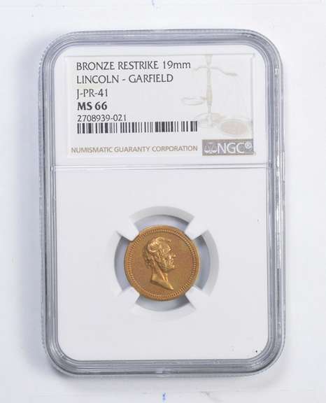 MS66 Lincoln - Garfield - Bronze Restrike 19mm - J-PR-41 - Graded NGC