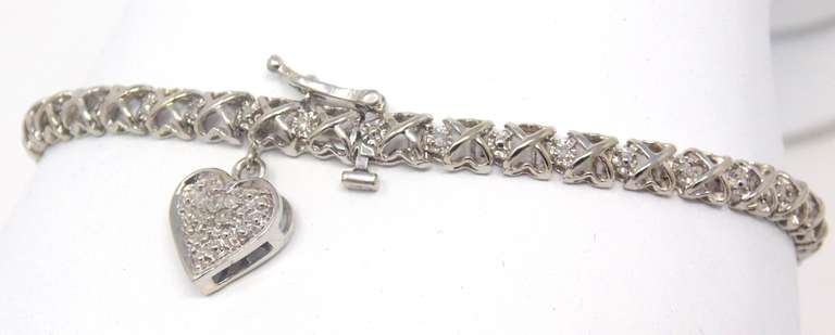 Charming Diamond Line Bracelet w Heart Charm