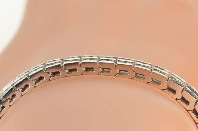 14K White Gold 2.62 Ctw Diamond Channel Squared Tennis Bracelet