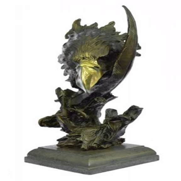 American Eagle on Marble Base Bronze Sculpture