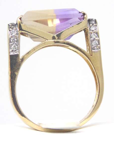 Fancy Cut Ametrine and Diamond Ring