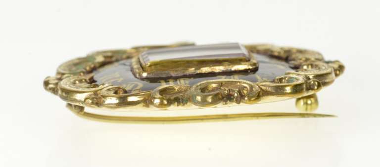 Gold Filled Ornate Victorian Memento Mori Mourning Pin/Brooch