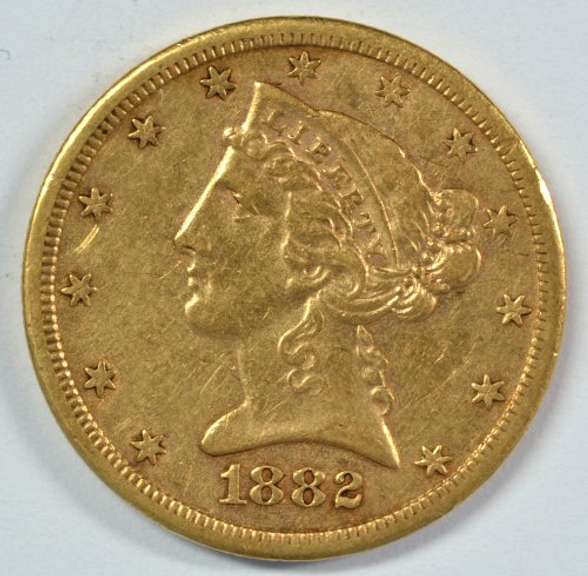 Lovely 1882-S US $5 Liberty Gold Piece. Well struck