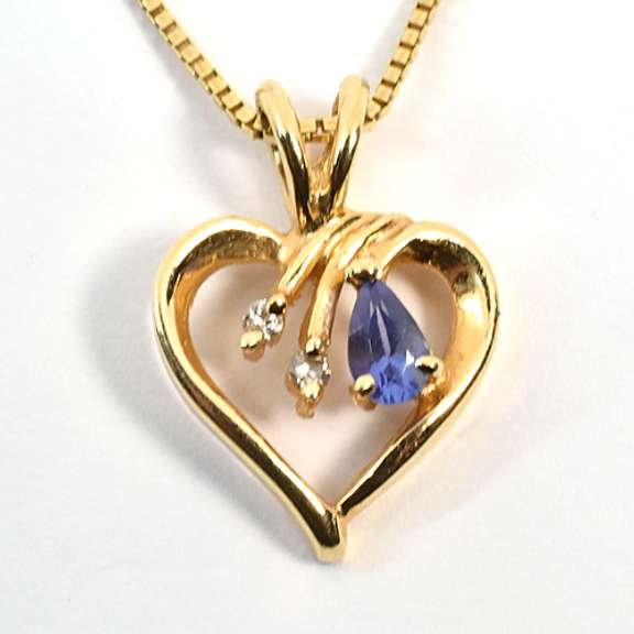 Sweet Tanzanite Heart on Necklace