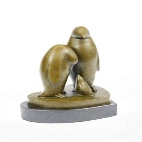 Penguin Trio Bronze Sculpture Figurine Abstract