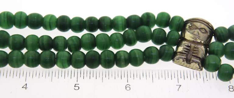 Sterling Silver Mexico Malachite Choker Necklace