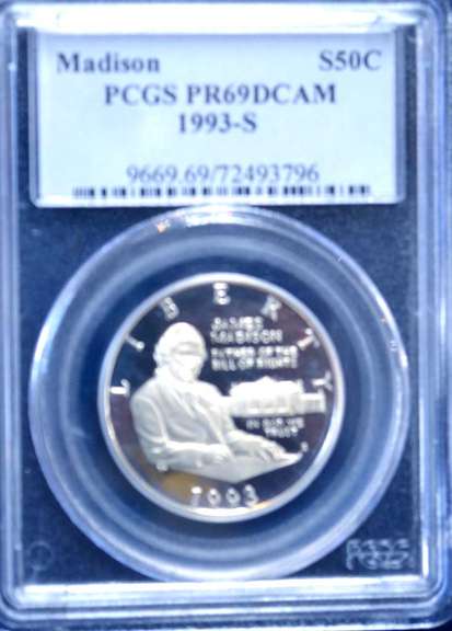 1993 PCGS PR69 DCAM Madison Commemorative Half Dollar