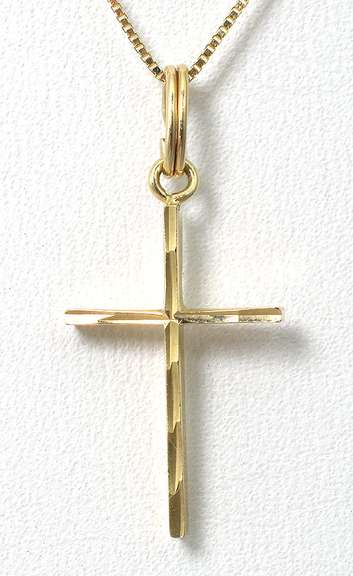 Dainty Textured Cross in 14KT Yellow Gold