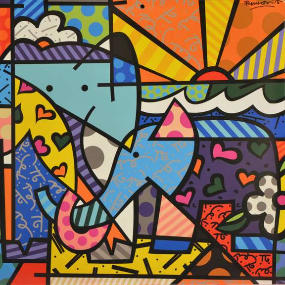 Romero Britto Elephants Framed