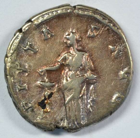 Scarce early Roman Silver Denarius of Faustina I, 141AD