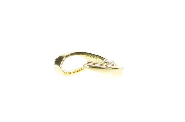 14K Yellow Gold 0.20 Ctw Diamond Wave Loop Design Pendant