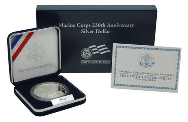 2005 Marine Corps Commemorative Proof Silver Dollar