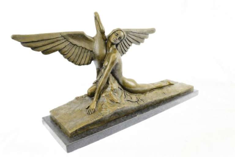 Girl with Swan Bronze Sculpture