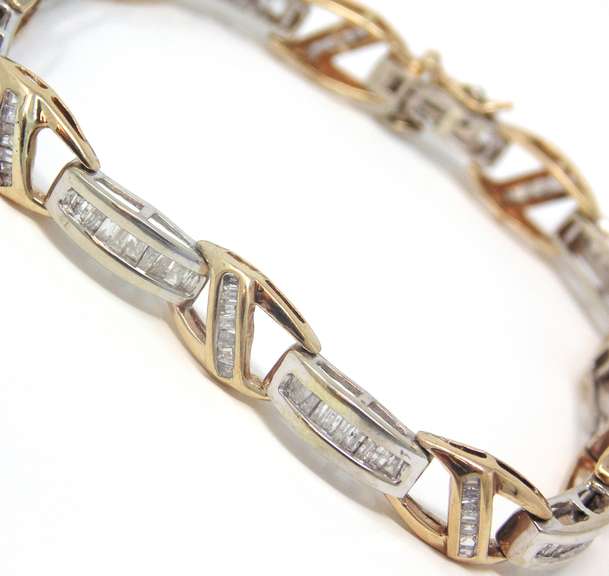 Wonderful 2 Tone Baguette Link Bracelet