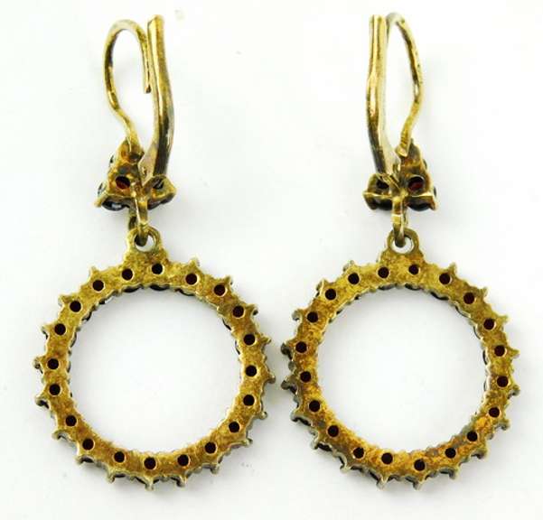 Antique 900 Silver Bohemian Garnet Earrings