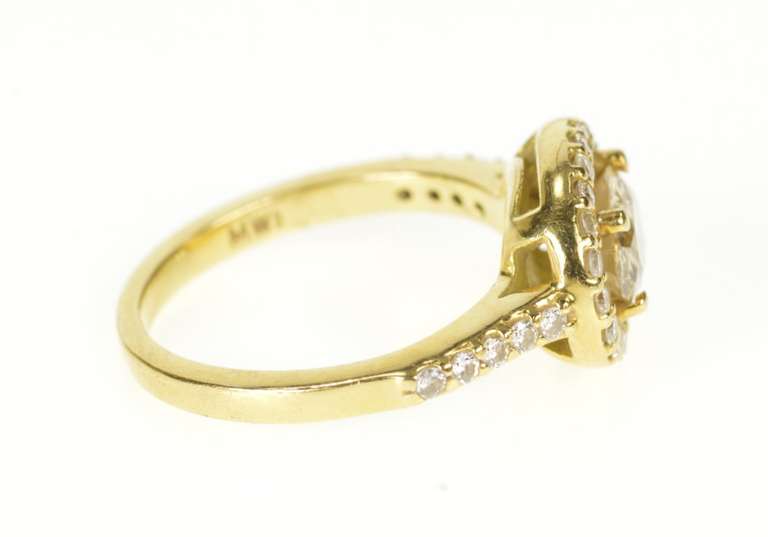 18K Yellow Gold 0.78 Ct Fancy Yellow Diamond Halo Engagement Ring