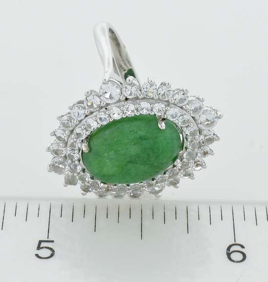 Fabulous Emerald & White Sapphire Ring in Sterling Silver