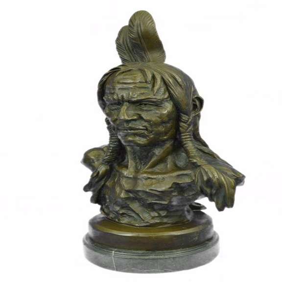 Native American Indian Warrior Chief Bronze Sculpture