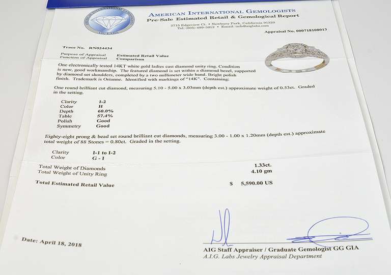 Diamond Unity Ring in 14K White Gold