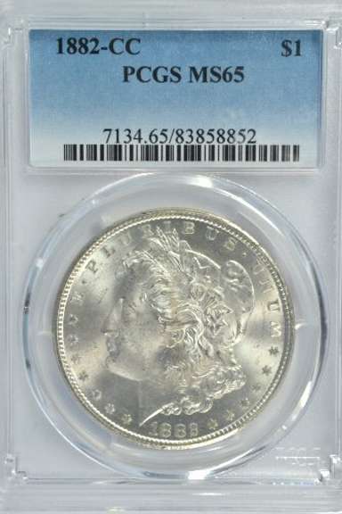 Super Gem BU 1882-CC Morgan Silver Dollar. PCGS MS65