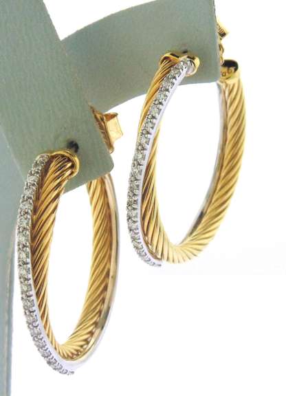David Yurman Crossover Hoop Earrings