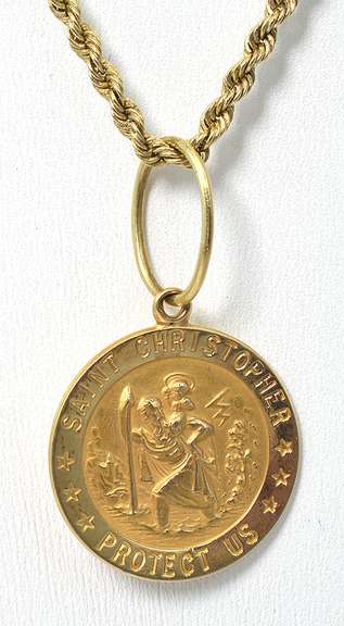 St. Christopher Pendant & Chain, 14KT