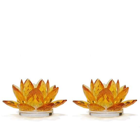 Crystal Gold Lotus Candleholder - Set of 2