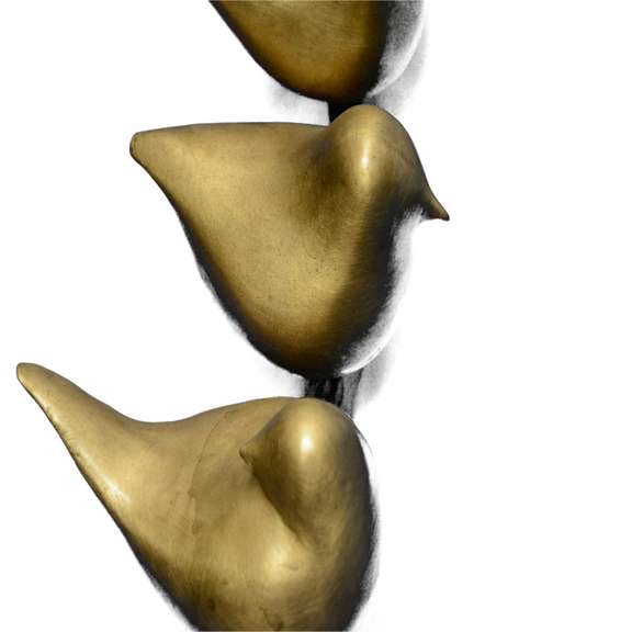 Six Love Birds Multi Color Patina Bronze Statue