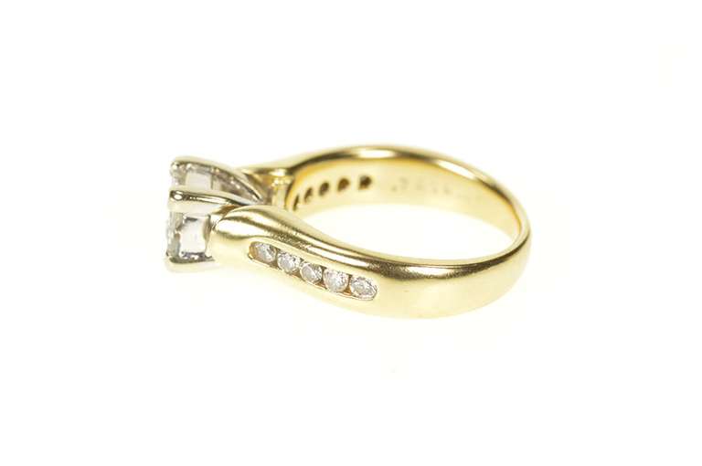 14K Yellow Gold 0.75 Ctw Invisible Set Diamond Engagement Ring