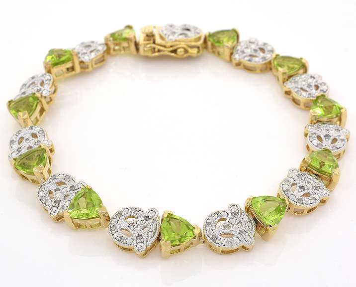 Incredible Peridot & Diamond Bracelet in Vermeil