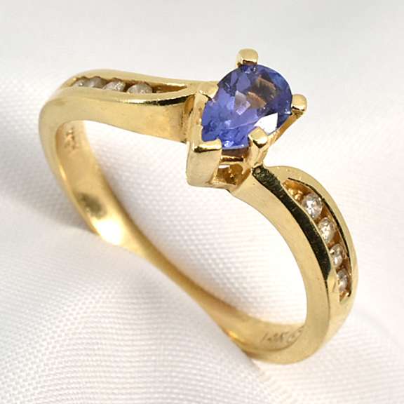 Pear Shaped Tanzanite & Diamond Ring