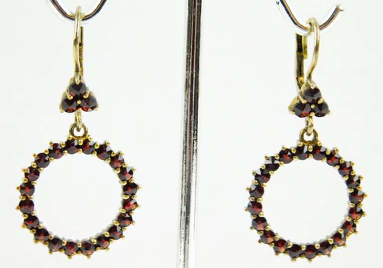 Antique 900 Silver Bohemian Garnet Earrings