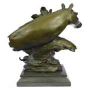 Western American Chief with his Horse Bronze Sculpture