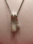 14k white gold ladies chain and diamond pendant