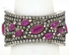 Sparkling Ruby & Diamond Ring in Sterling Silver
